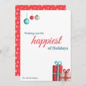 Turquoise en Red Holiday Cadeaus Kerstmis Kaart (Voorkant / Achterkant)