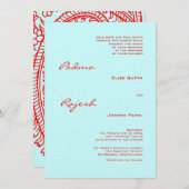 Turquoise en Red Paisley Indian Wedding Kaart (Voorkant / Achterkant)