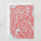 Turquoise en Red Paisley Indian Wedding Kaart (Achterkant)