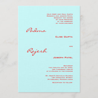 Turquoise en Red Paisley Indian Wedding Kaart