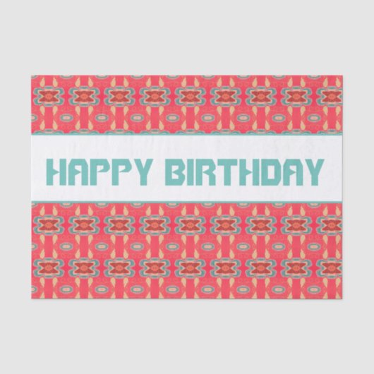 Turquoise en Red Patterned Tissuepapier (Voorkant)
