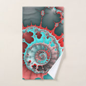 Turquoise en Red Spiral Abstract Bad Handdoek (Handdoek)