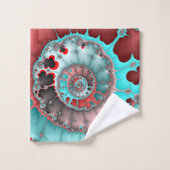 Turquoise en Red Spiral Abstract Bad Handdoek (Wasdoekje)
