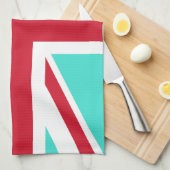 Turquoise en Red Union Jack Theedoek (Quarter Fold)