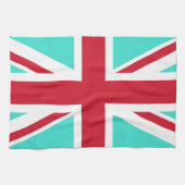 Turquoise en Red Union Jack Theedoek (Horizontaal)