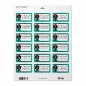 Turquoise en Rode Rozen Suiker Schedels Etiket (Full Sheet)
