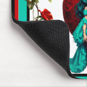 Turquoise en Rode Rozen Suiker Schedels Muismat (Hoek)