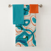 Turquoise en rode swirls bad handdoek (Insitu)