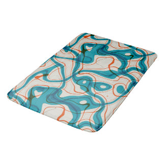 Turquoise en rode swirls badmat
