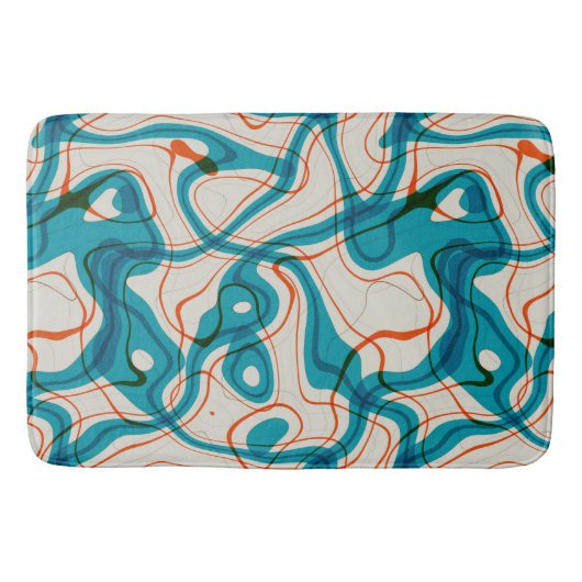 Turquoise en rode swirls badmat (Voorkant)