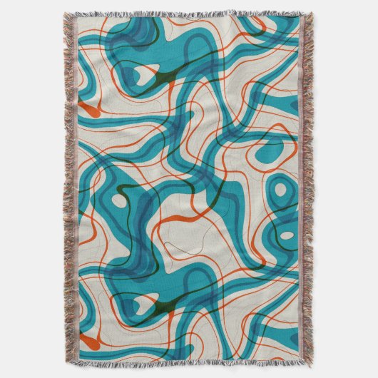 Turquoise en rode swirls deken (Voorkant Verticaal)