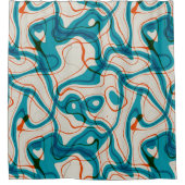 Turquoise en rode swirls douchegordijn (Voorkant)