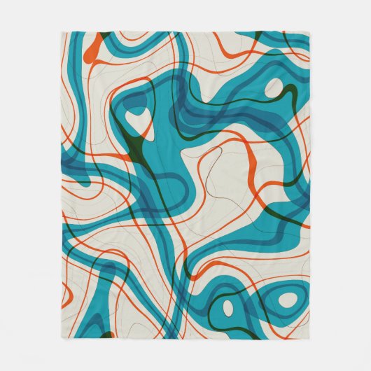 Turquoise en rode swirls fleece deken (Voorkant)