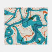 Turquoise en rode swirls fleece deken (Voorkant (Horizontaal))