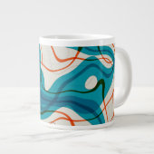 Turquoise en rode swirls grote koffiekop (Voorkant rechts)