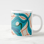 Turquoise en rode swirls grote koffiekop (Rechts)