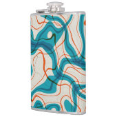 Turquoise en rode swirls heupfles (Links)