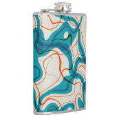 Turquoise en rode swirls heupfles (Rechts)