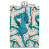 Turquoise en rode swirls heupfles (Achterkant)