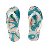 Turquoise en rode swirls kinder teenslippers (Voetbed)
