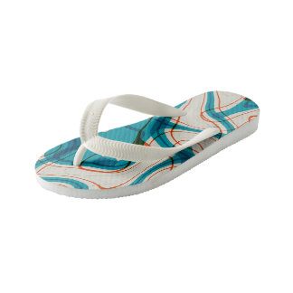 Turquoise en rode swirls kinder teenslippers