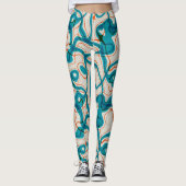 Turquoise en rode swirls leggings (Voorkant)