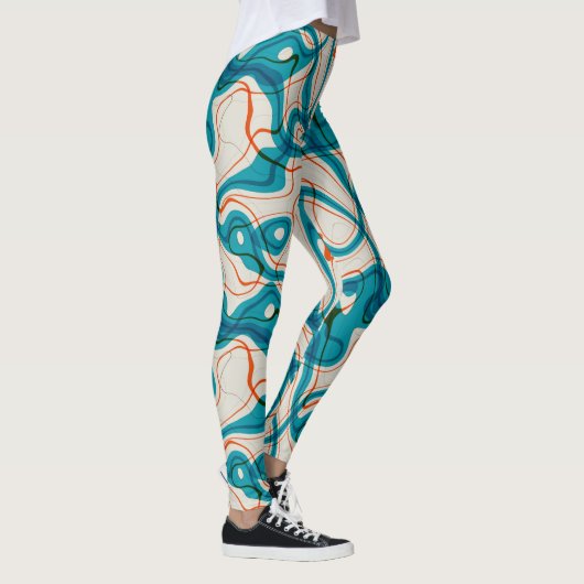 Turquoise en rode swirls leggings (Rechts)
