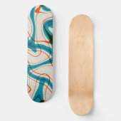 Turquoise en rode swirls persoonlijk skateboard (Voorkant)