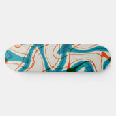 Turquoise en rode swirls persoonlijk skateboard (Horizontaal)