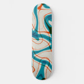Turquoise en rode swirls persoonlijk skateboard (Voorkant)