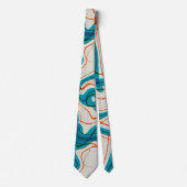 Turquoise en rode swirls stropdas (Voorkant)