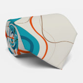 Turquoise en rode swirls stropdas (Opgerold)