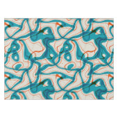 Turquoise en rode swirls tafelkleed (Voorkant (Horizontaal))