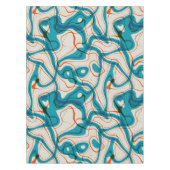 Turquoise en rode swirls tafelkleed (Voorkant)
