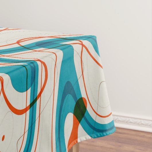 Turquoise en rode swirls tafelkleed (Voorbeeld)