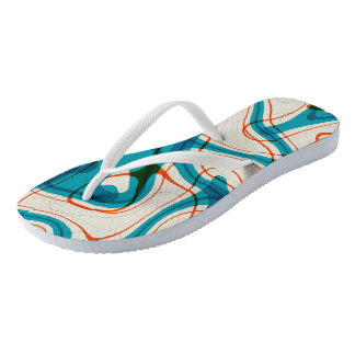 Turquoise en rode swirls teenslippers