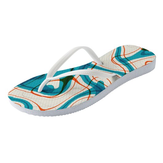 Turquoise en rode swirls teenslippers (Schuin)