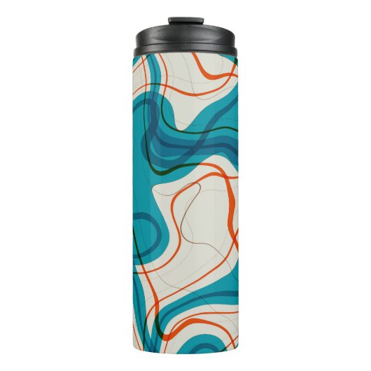 Turquoise en rode swirls thermosbeker (Voorkant)