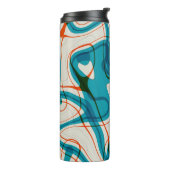 Turquoise en rode swirls thermosbeker (Gedraaid links)