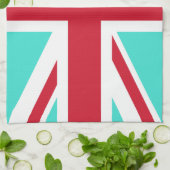 Turquoise en rode Union Jack Theedoek (Gevouwen)