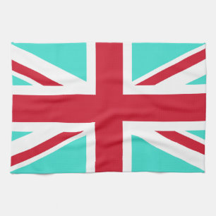 Turquoise en rode Union Jack Theedoek