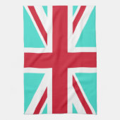 Turquoise en rode Union Jack Theedoek (Verticaal)
