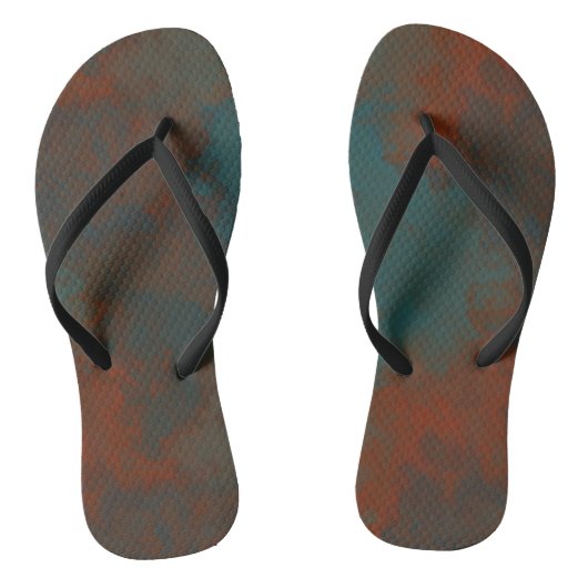 Turquoise en Roest Abstract Teenslippers (Voetbed)