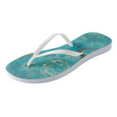 Turquoise en roest abstract teenslippers (Schuin)