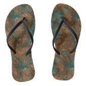 Turquoise en Roest Marmer Abstract Teenslippers (Voetbed)