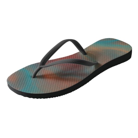 Turquoise en Roest Marmer Wervelend Abstract Teenslippers (Schuin)