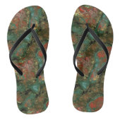 Turquoise en rood marmer Abstract Teenslippers (Voetbed)