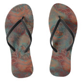 Turquoise en Rood Marmer Wervelend Abstract Teenslippers (Voetbed)