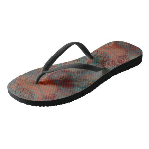 Turquoise en Rood Marmer Wervelend Abstract Teenslippers