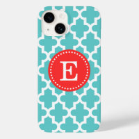 Turquoise en Rood Modern Marokkaans Monogram